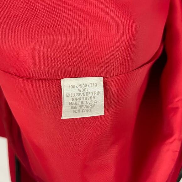 Preston & York | Vintage Red 100% Wool Black Trimmed Button Career Blazer - Picture 10 of 11